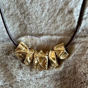 Artisan Crafted Gold Vermeil 5 bead necklace